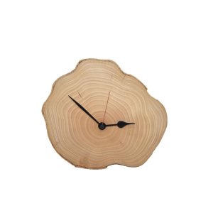 Holz Wanduhr 28×24 cm Baumscheibenuhr Esche handmade Unikat