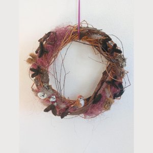 Türkranz Dekokranz ⌀36 cm Vogel Handarbeit Naturmaterialien