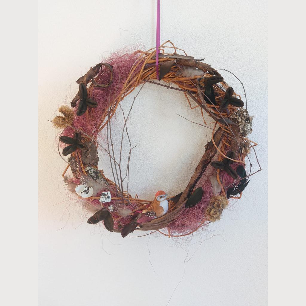 Türkranz Dekokranz ⌀36 cm Vogel Handarbeit Naturmaterialien