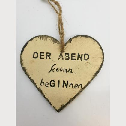 Herz-Schild "Der Abend kann beGINnen"
