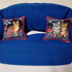 Taschentuchsofa (blau mit Katzen)