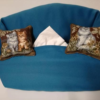 Taschentuchsofa (blau mit Katzen)