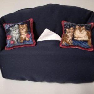 Taschentuchsofa (blau mit Katzen)