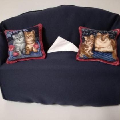 Taschentuchsofa (blau mit Katzen)