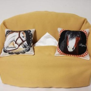 Taschentuchsofa (gelb mit Pferden)