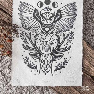 Linoldruck „Totem“