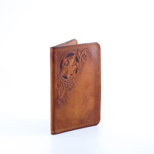 Reisepashülle aus echtes Leder mit Blumen Motiv