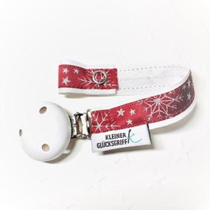 Schnullerband **Eiskristalle _ rot**