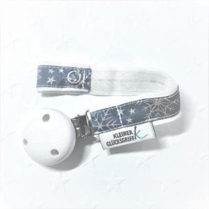 Schnullerband **Eiskristalle _ grau**