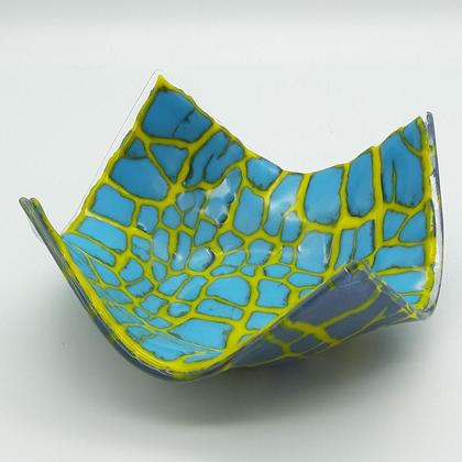 Glasschale Crackle blau/gelb - Image 2