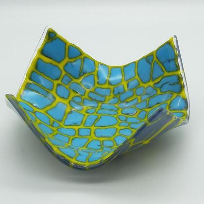 Glasschale Crackle blau/gelb - Image 3