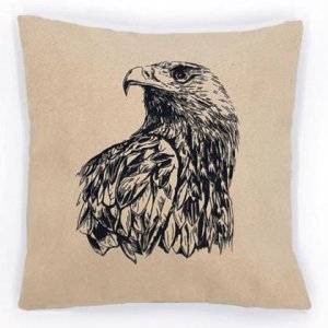 Kissen „Adler“ mit Zirbenfüllung, 40 cm x 40 cm, beige