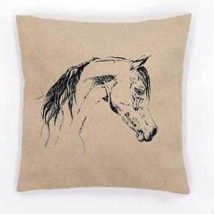 Kissen „Pferd“ mit Zirbenfüllung, 28 cm x 28 cm, beige