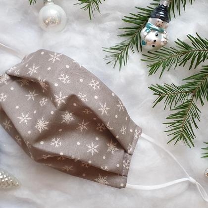 Weihnachtsmaske Schnee Beige mit verstellbarem Gummi