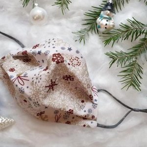 Weihnachtsmaske Goldkugeln mit verstellbarem Gummi,MNS optional mit Nasenbügel