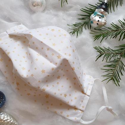 Weihnachtsmaske Goldsterne mit verstellbarem Gummi