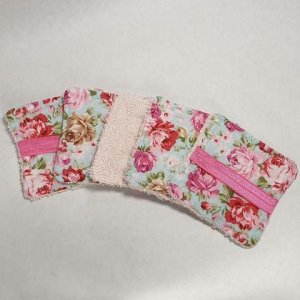 Kosmetikpads Pink, nachhaltig und waschbar, 5 Stück aus Frottee und Baumwolle