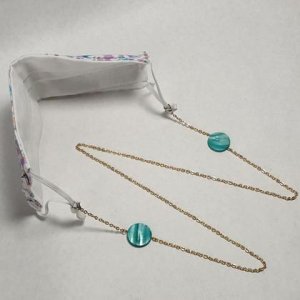 Elegante Maskenkette in Gold und Türkis, Kettenband für Mundschutz