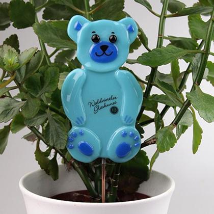 Blumenstecker "Teddybär" blau
