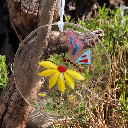 Dekohänger "Schmetterling mit Blume" lila/blau/gelb