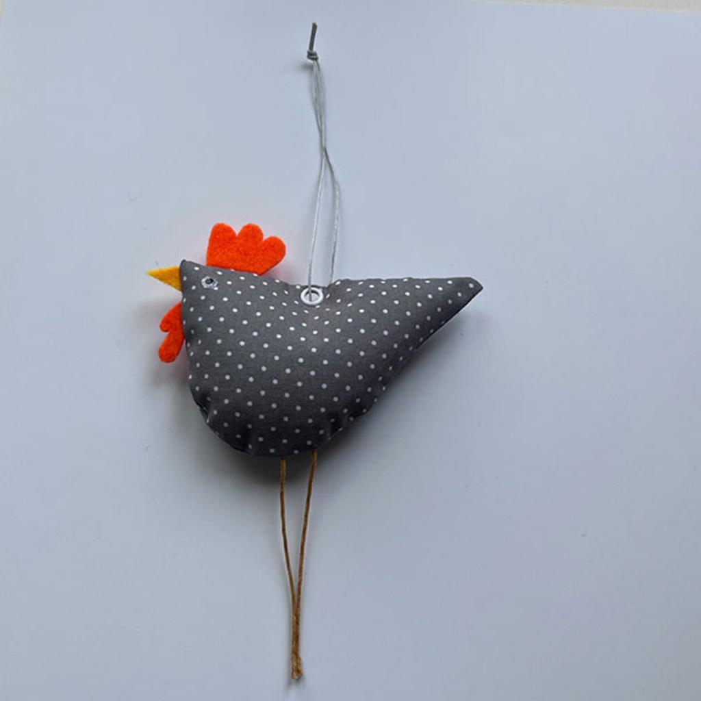 Osterdeko Henderl aus Stoff - grau/weiß getupft