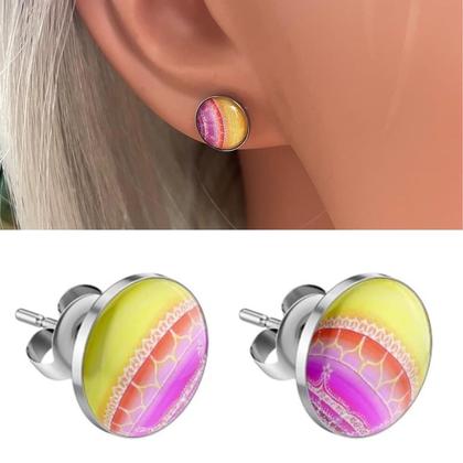 Mandala Ohrstecker mit Glaskuppel