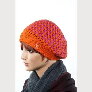 Haube – „Marlene“ pink/orange