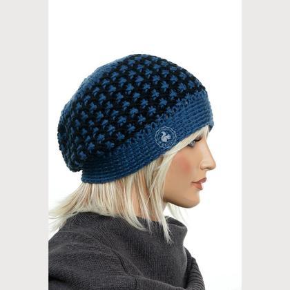 Haube - "Marlene" blau/schwarz