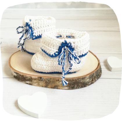 Babyschuhe gehäkelt weiß 0-3 Monate