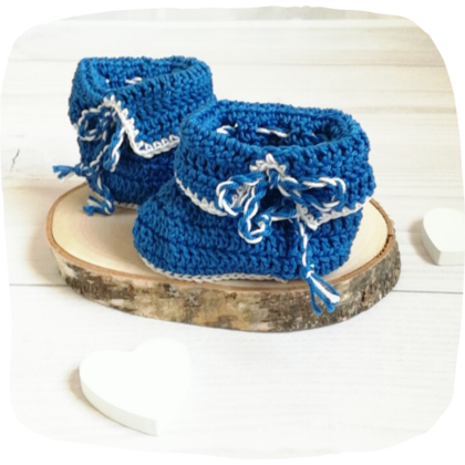 Babyschuhe gehäkelt blau 0-3 Monate
