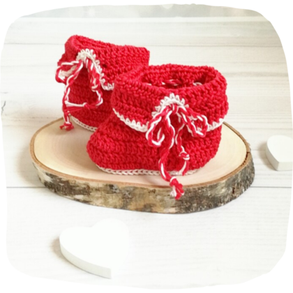 Babyschuhe gehäkelt rot 0-3 Monate