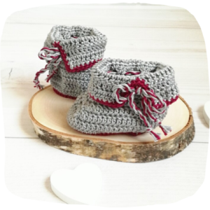 Babyschuhe gehäkelt grau 0-3 Monate