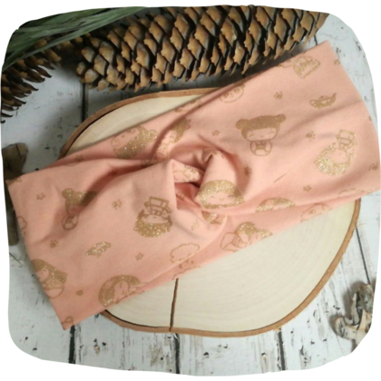 Knotenstirnband Haarband für Mädchen altrosa gold Glitzer - Image 3