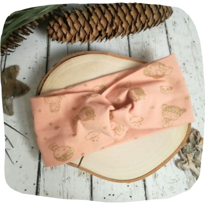 Knotenstirnband Haarband für Mädchen altrosa gold Glitzer - Image 2