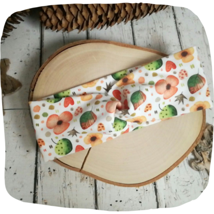 Knotenstirnband Haarband für Mädchen weiß Herbstfarben Blumen