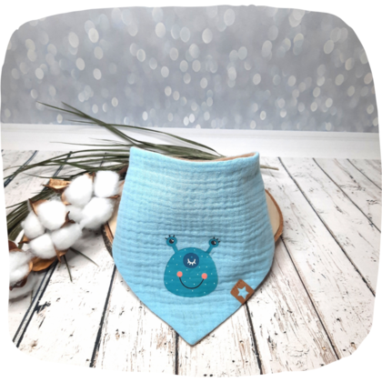 Musselin Dreickstuch zum Wenden 6-24 Mon. hellblau beige - Image 2