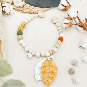 Kinderwagenkette | Blätter Pusteblume.Senfgelb