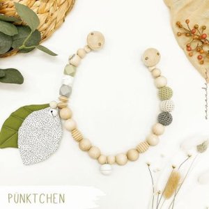 Kinderwagenkette | Blätter Pünktchen.Grün