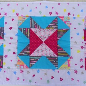 Patchworkdecke – rosa/blau