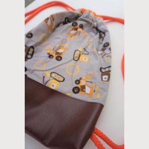 Beuteltasche – braun, grau/Bagger