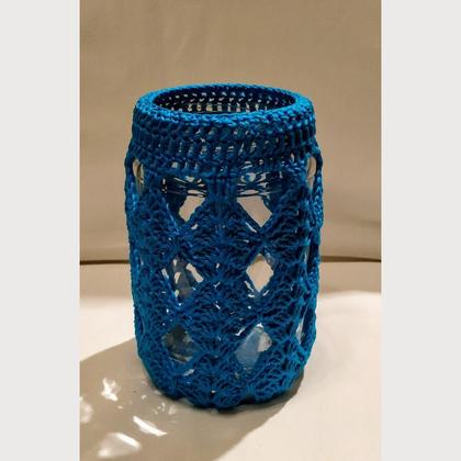 Windlicht blau 15 cm