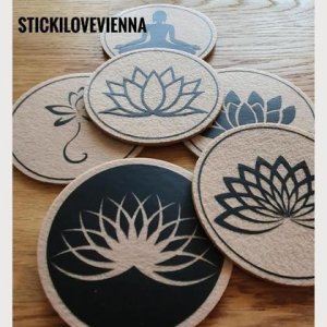 Untersetzer Set Lotusblüte schwarz