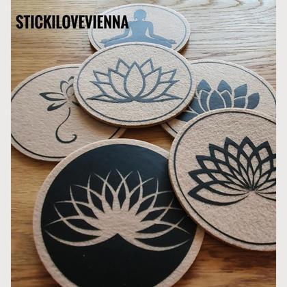 Untersetzer Set Lotusblüte schwarz