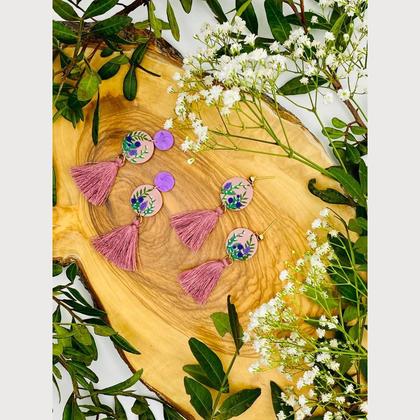 altrosa Tassel // selbstgemachte Ohrringe -Unikate  -Modeschmuck #-Handarbeit