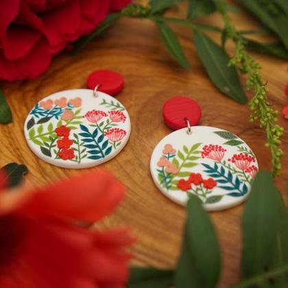 rot weiss // selbstgemachte Ohrringe -Unikate -Modeschmuck #-Handarbeit - Image 3