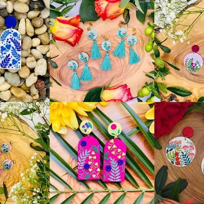 fuchsia-pastellrosa //selbstgemachte Ohrringe -Unikate -Modeschmuck #-Handarbeit - Image 3