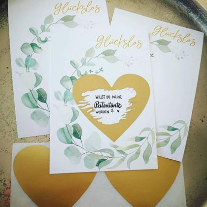 2 Glückslose + Kuverts / Rubbellose (z.B. Willst du meine Trauzeugin werden?)