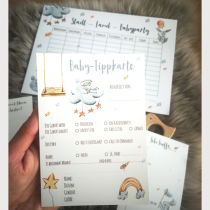 Babyparty Set Hase - Stadt Land Baby + verschiedene Tippkarten + Wünsche - Image 2