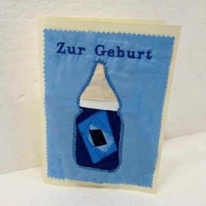 Glückwunschkarte Flascherl blau