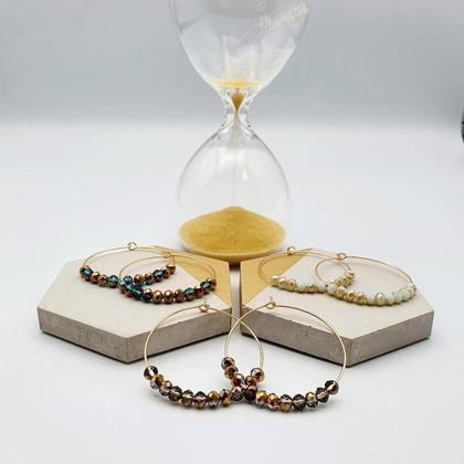 handgemachte große Creolen mit zweifärbigen Kristallschliff Perlen - Image 4